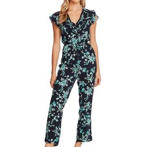 CeCe Blue Floral Jumpsuit